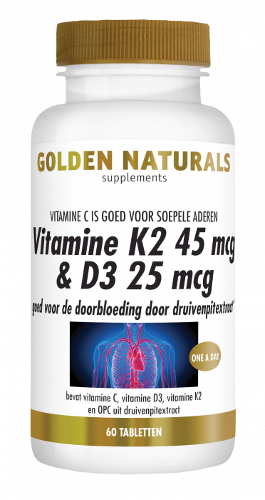 Vitamine K2 45 mcg & D3 25 mcg 60 vegetarische tabletten