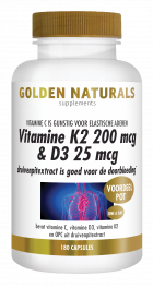 Vitamine K2 200 mcg & D3 25 mcg 180 vegetarische capsules